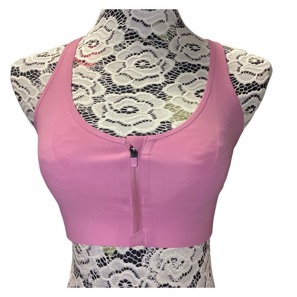 Athleta‎ Advance Zip Front sports bra in pink SP